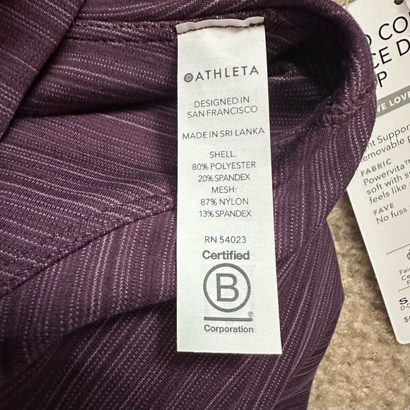 Athleta NWT Conscious Space Dye Crop Top D-DD Cups Racerback Purple Built-in Bra - Picture 8 of 10